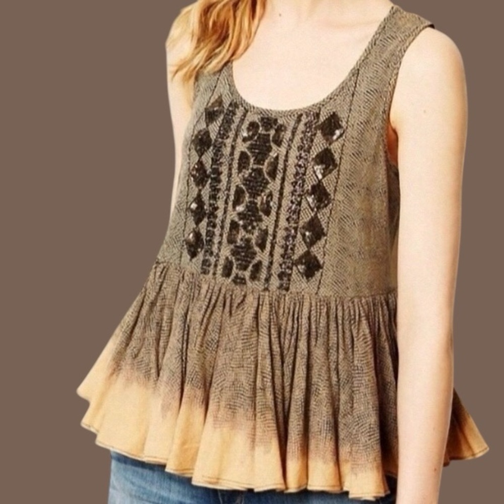 Anthropologie Akemi + Kin โAnaphoraโ Sequin-Embellished Swing Tank Top Size S